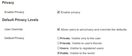 Admin Default Privacy Settings for BuddyPress Media