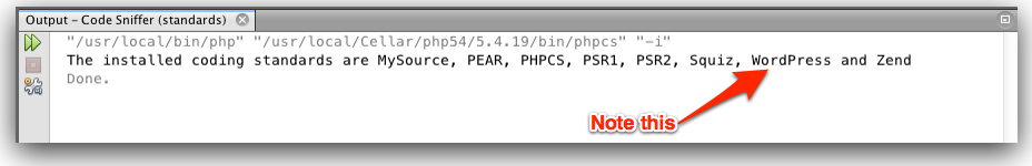 NetBeans-phpCS window