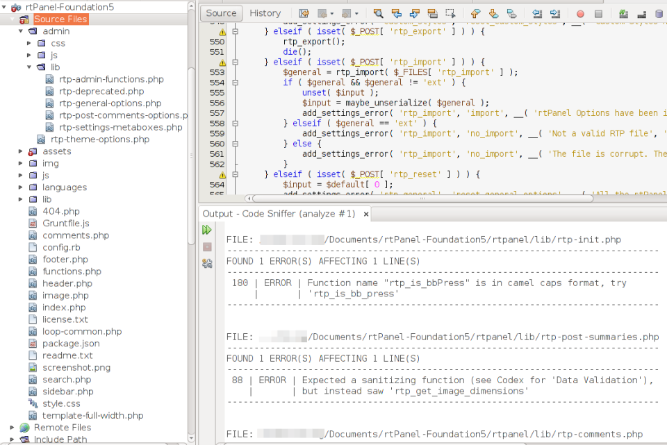 Output Window CodeSniffer Netbeans 7dot4