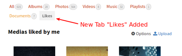 New tab likes added