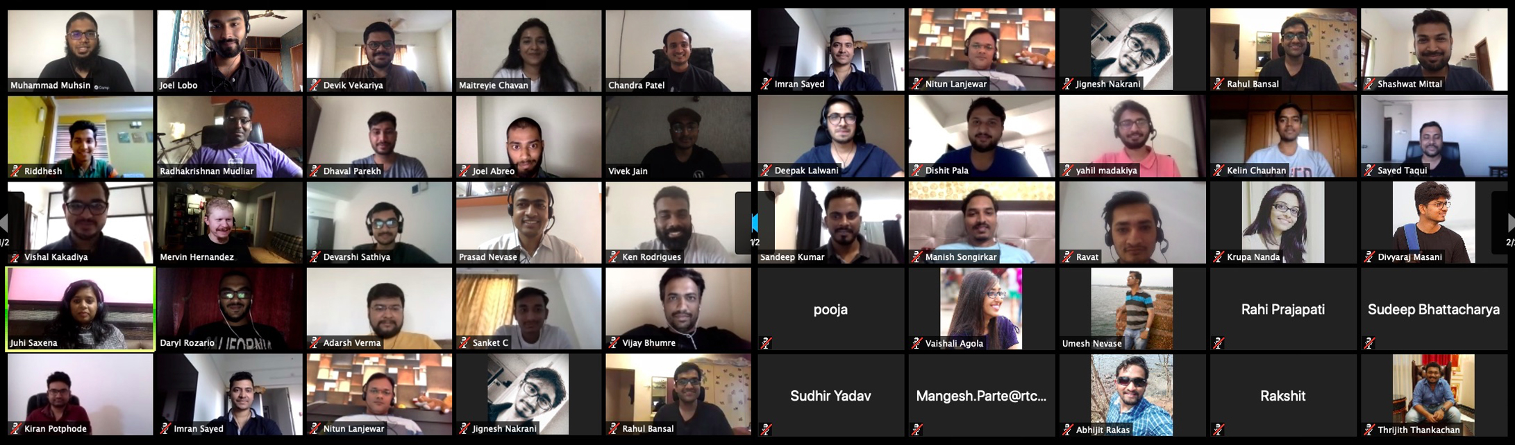 Combined screenshot of rtCamp celebrating their 11th anniversary over a 100% remote Zoom call.