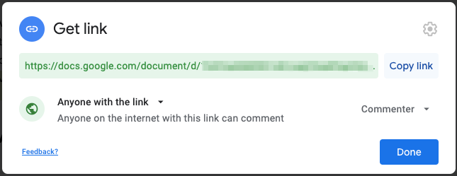 Google Docs Sharing Settings