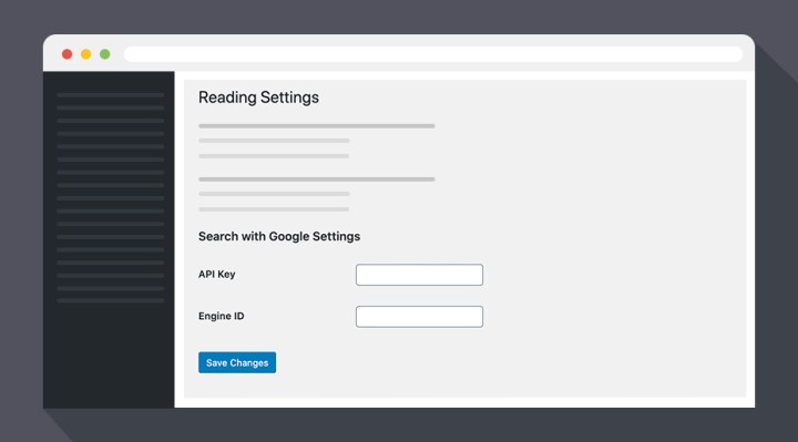 Screenshot of settings fields for Search with Google's plugin