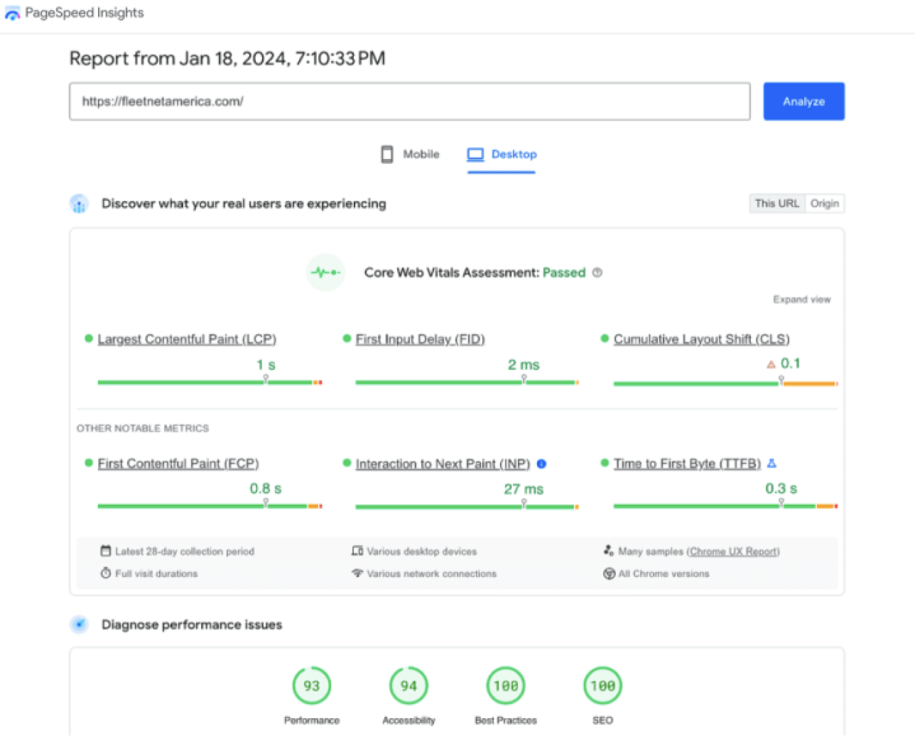 WordPress speed optimization service for Fleetnet