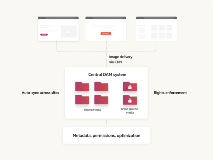 central DAM system for multisite