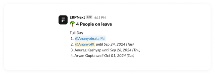 Leave Notification from ERPNext