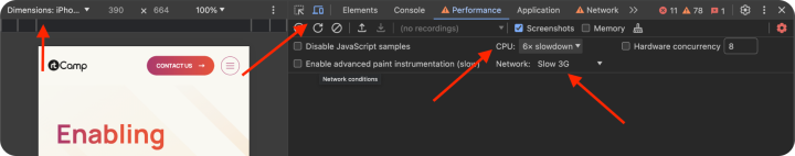 Performance panel