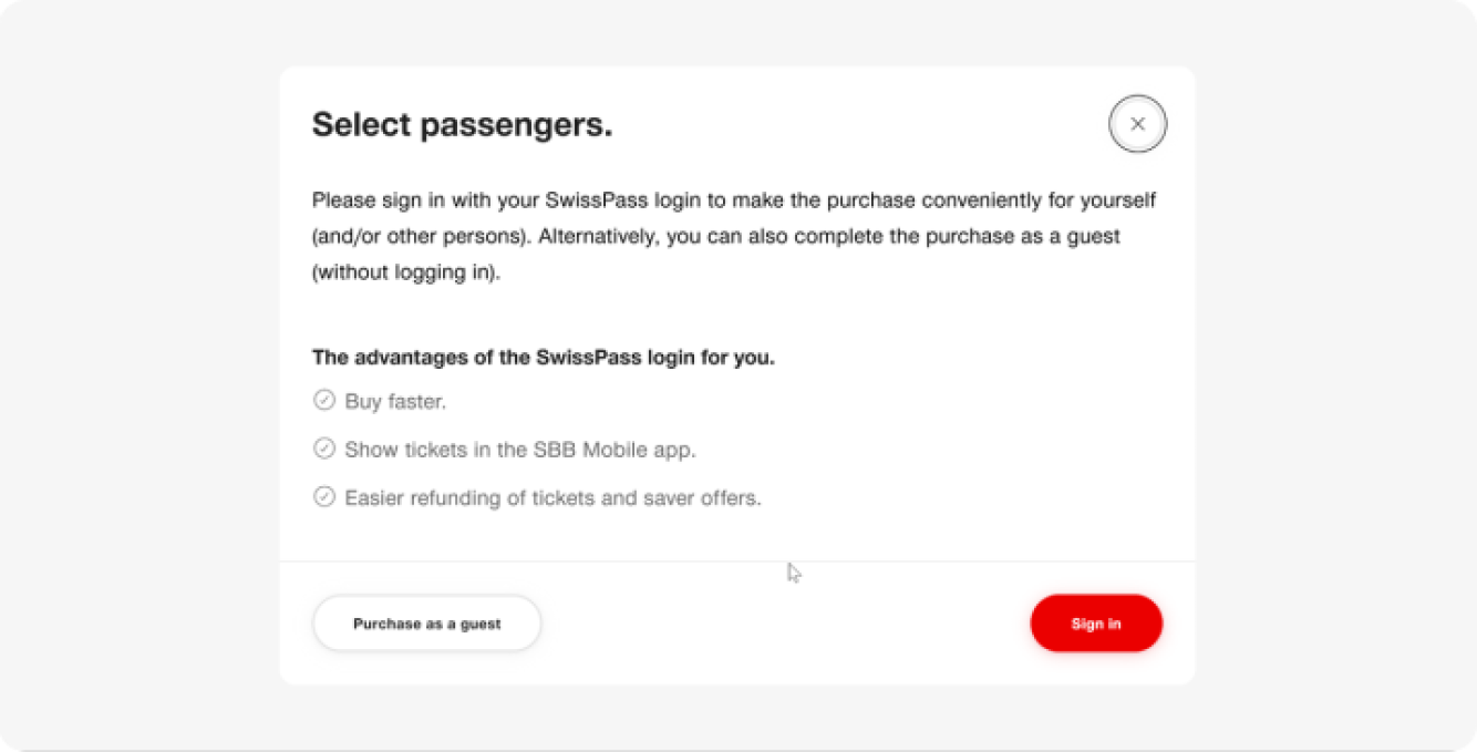 SBB Guest Checkouts for train tickets