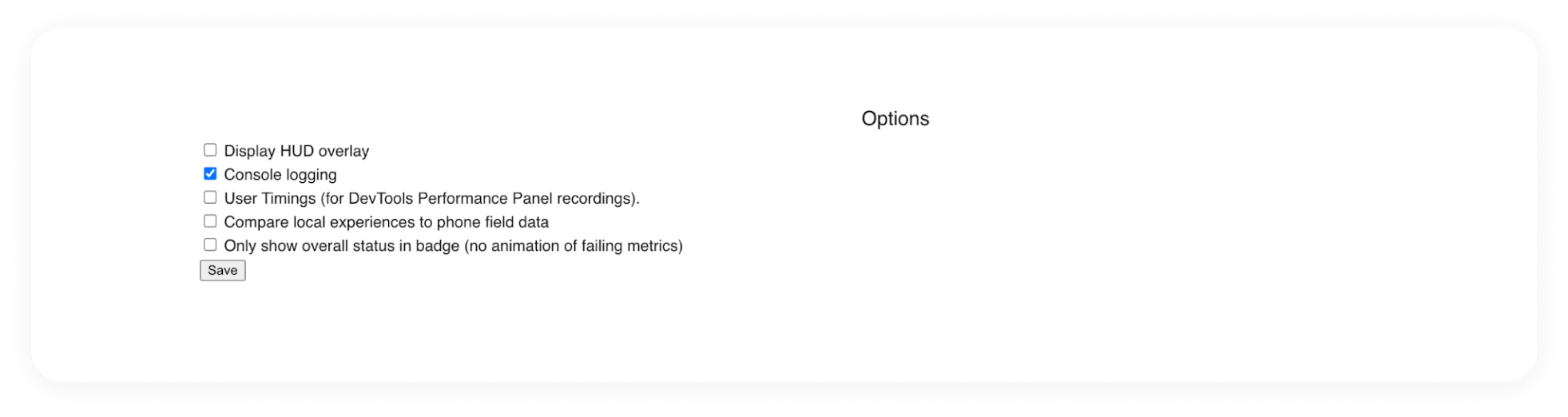 Web vitals extension
