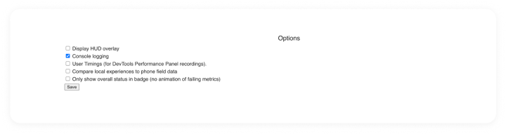 Web vitals extension