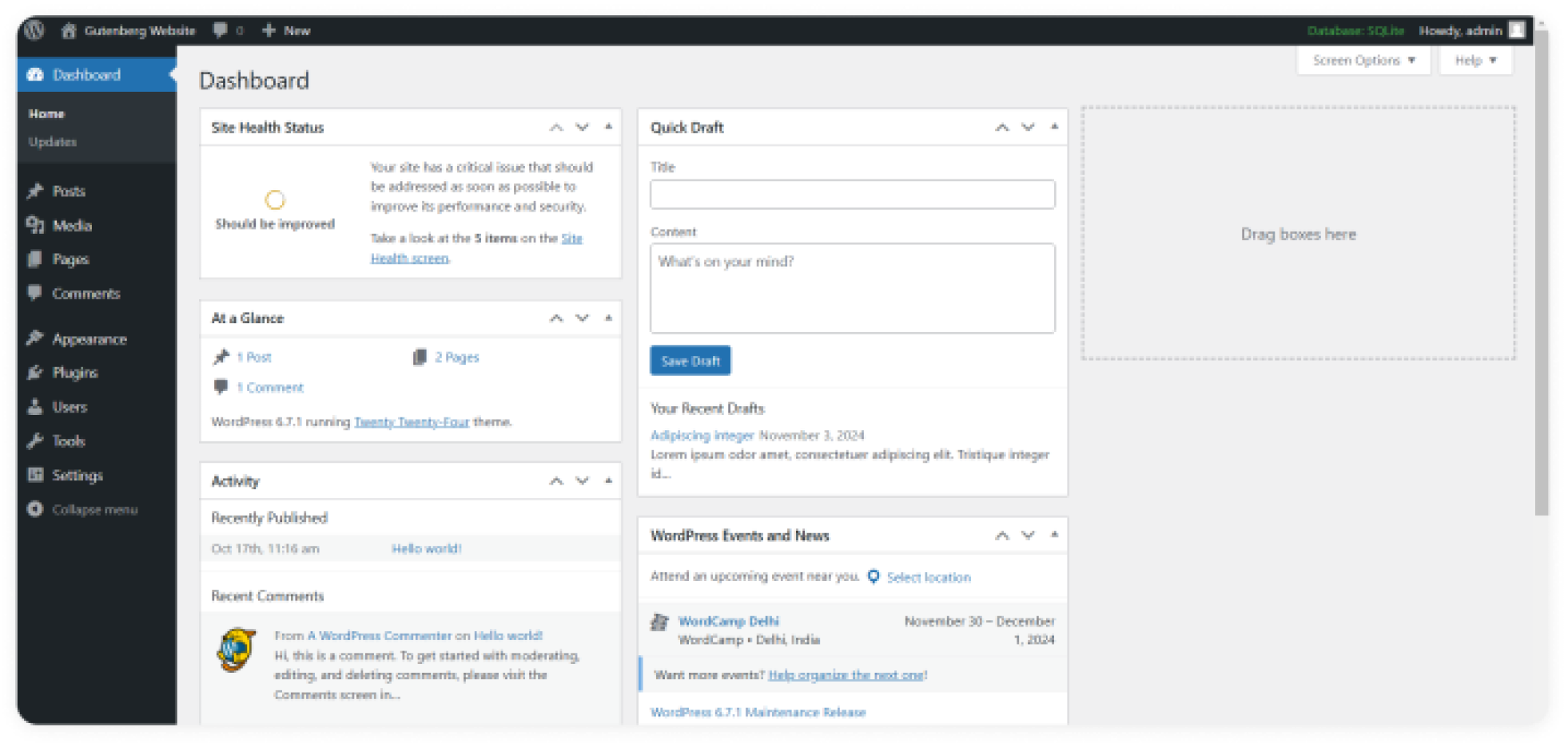 WordPress Dashboard