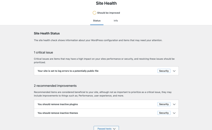 WordPress Site Health