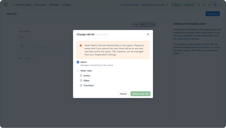 Contentful users management