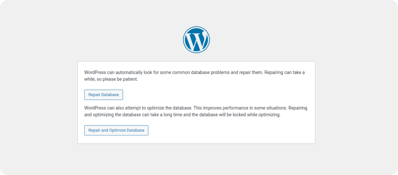 WordPress website database repair
