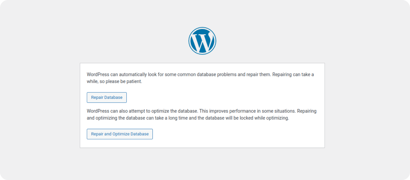 WordPress website database repair