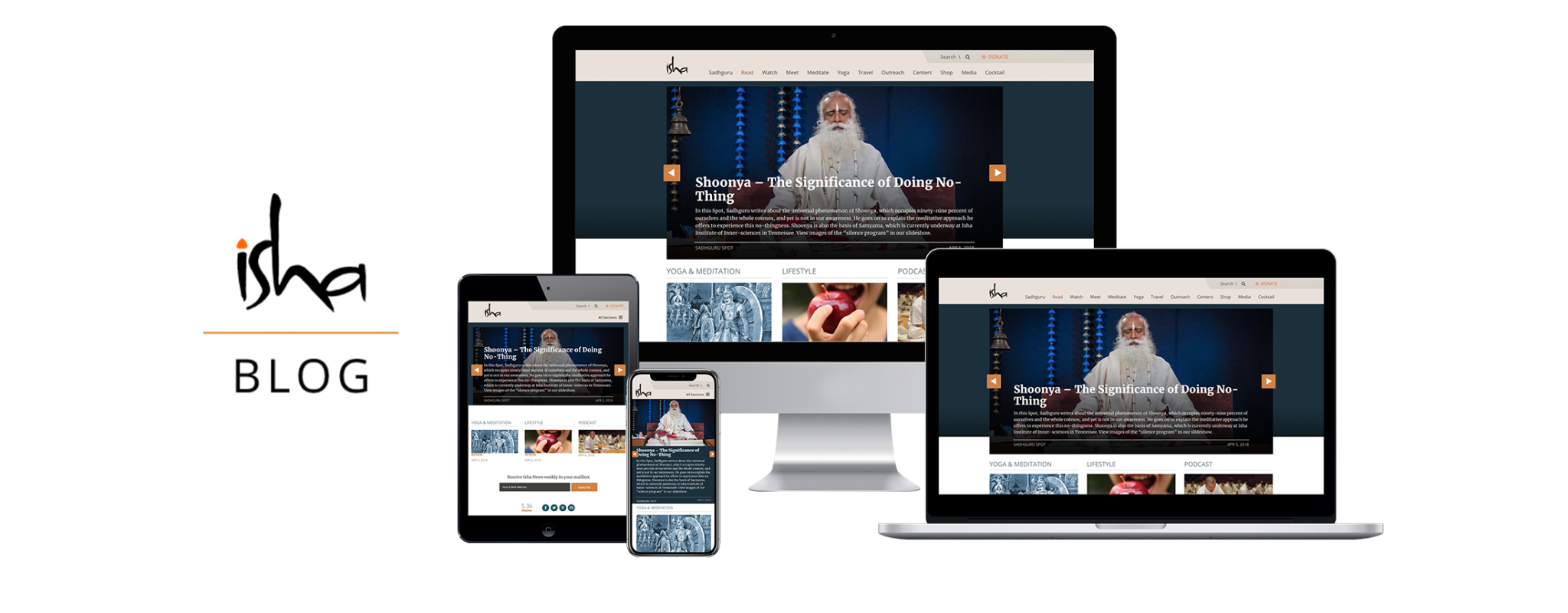 Isha Foundation's responsive website post website launch.