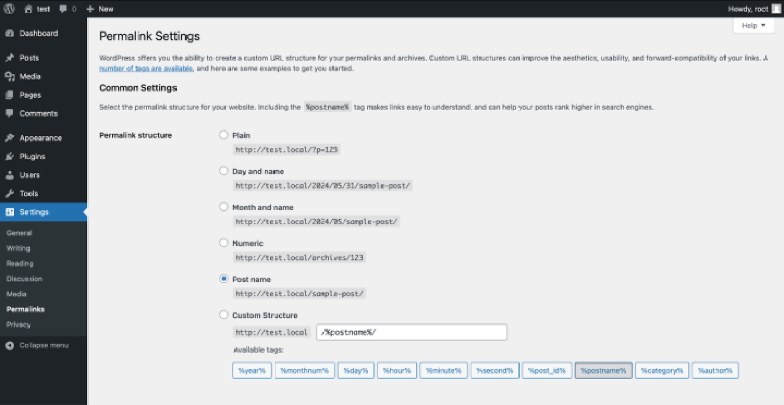 permalink-structure-on-WordPress