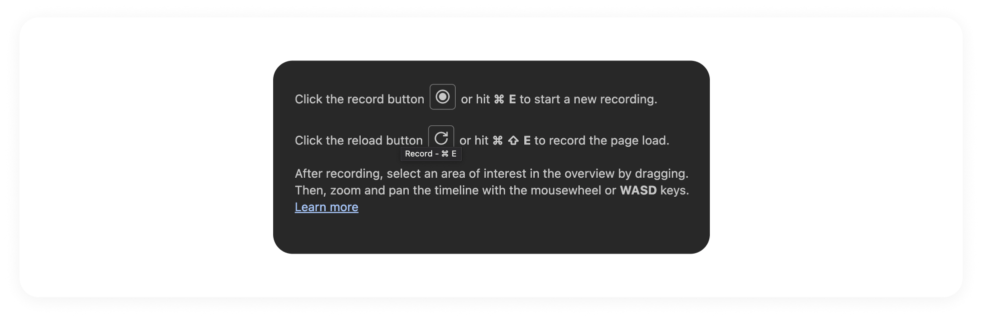 Recording on performance panel