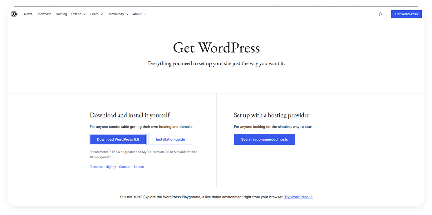 Get WordPress from its official site.