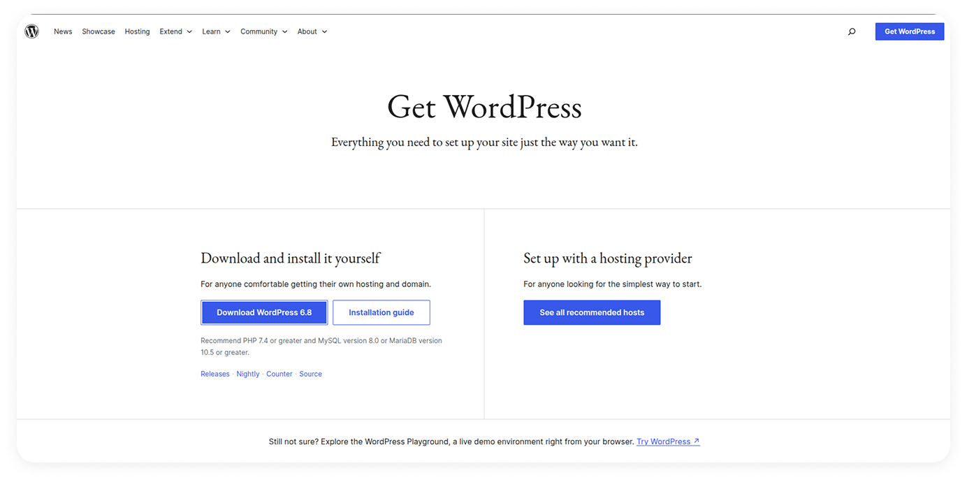 Get WordPress from its official site.