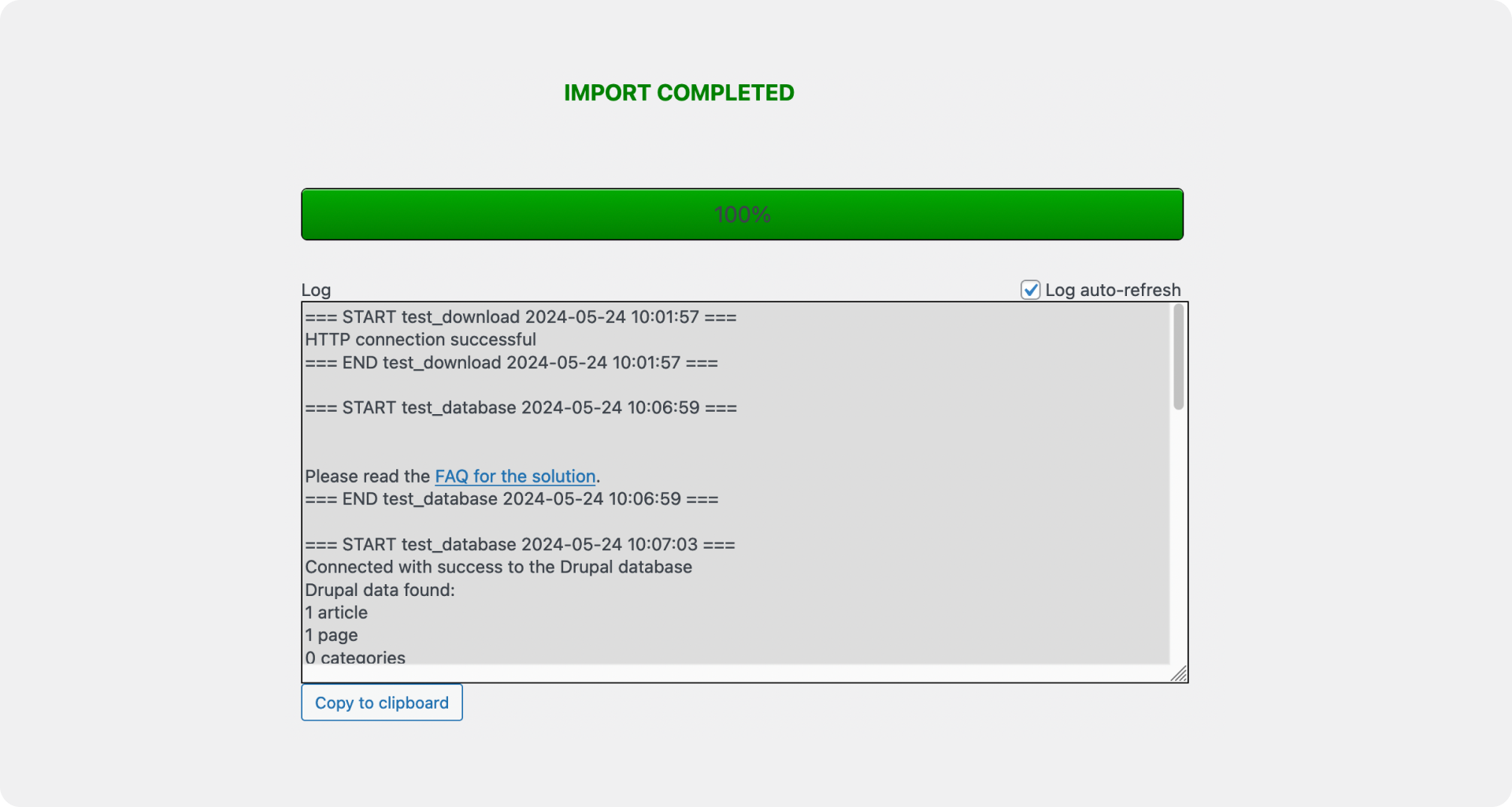 Database connection successful