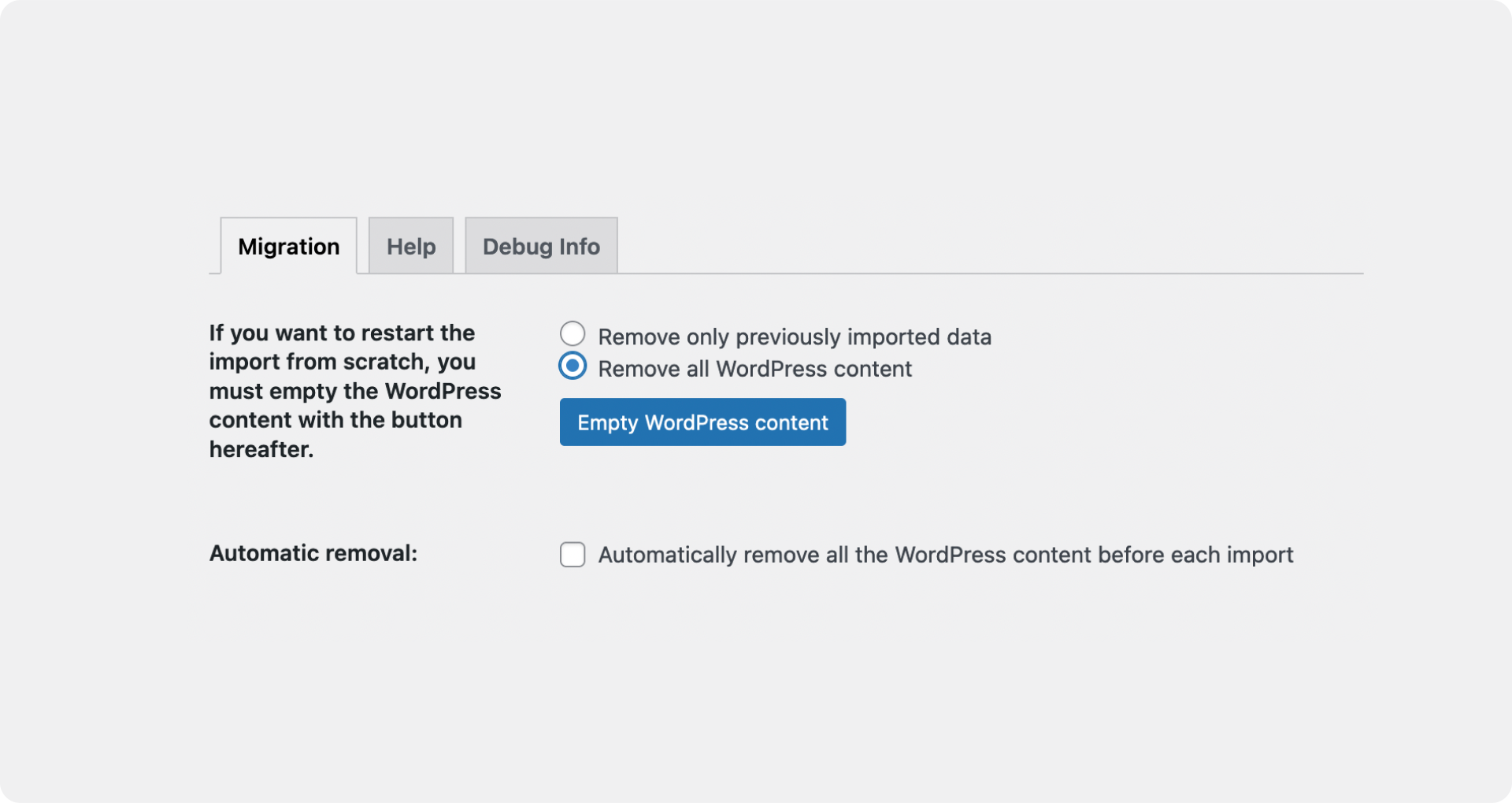 Empty WordPress content