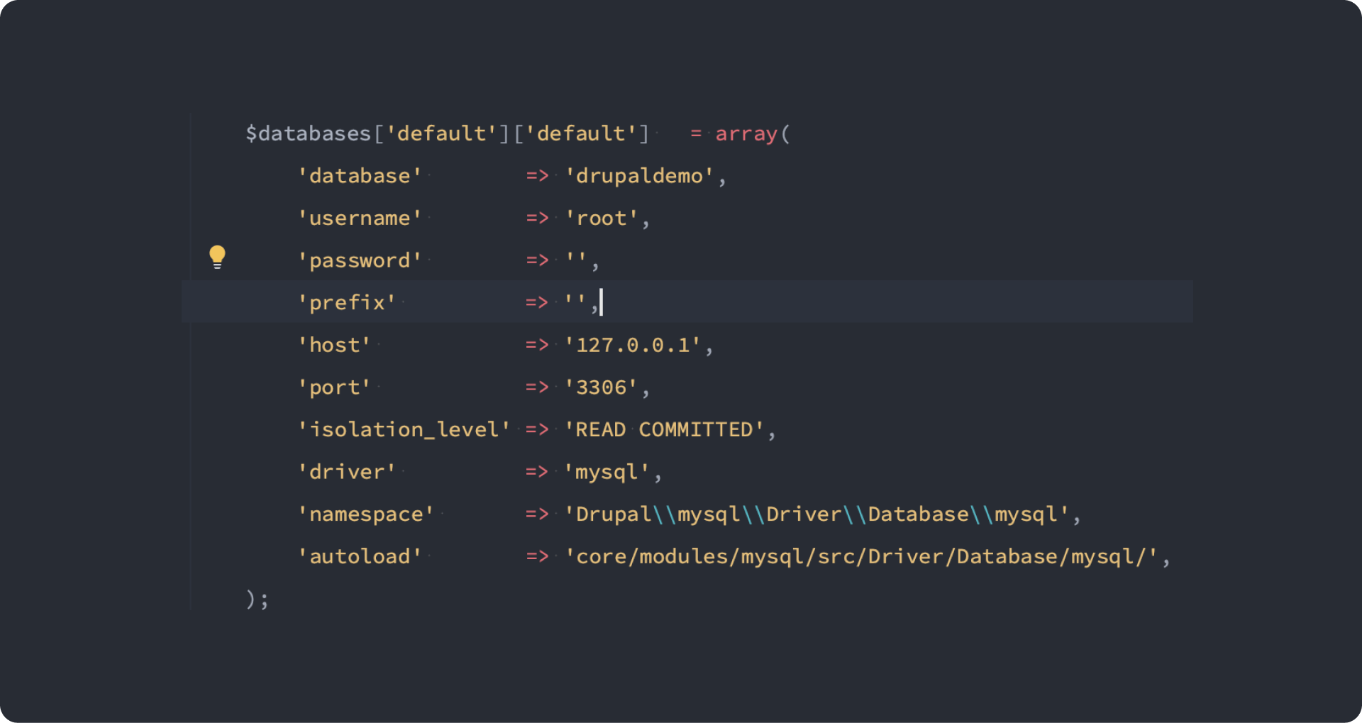 Drupal database parameters