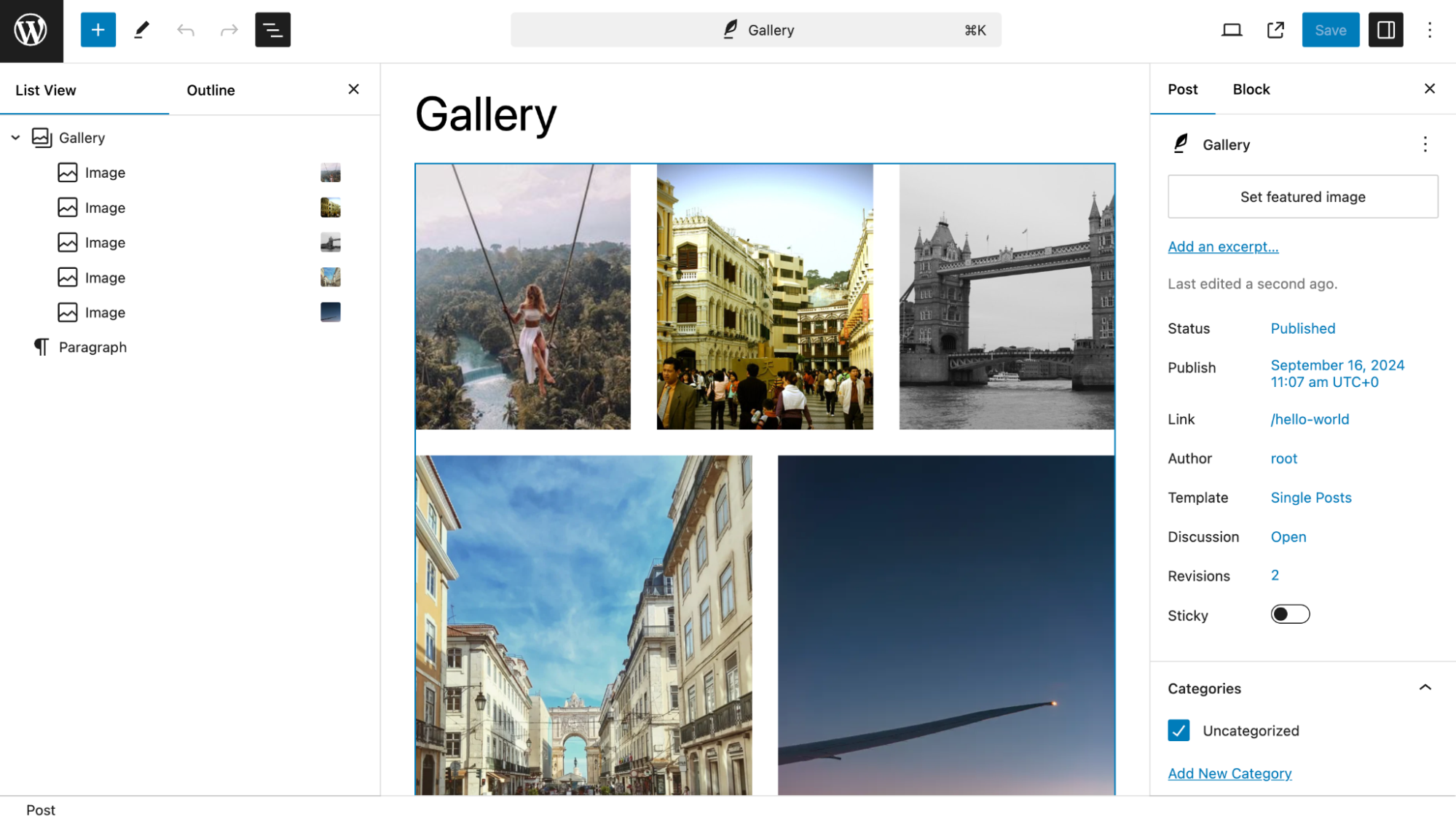 Gallery - Gutenberg editor