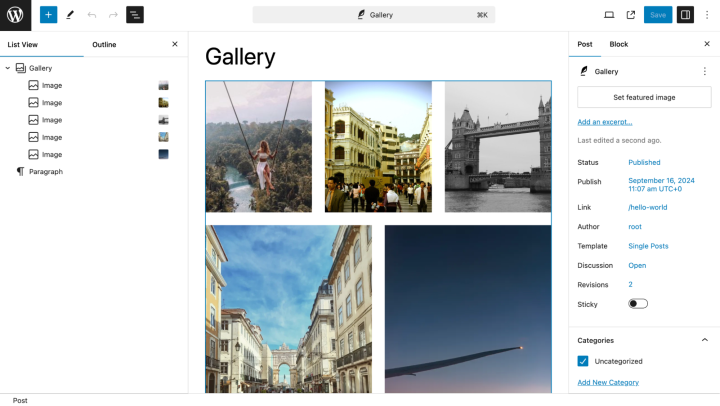 Gallery - Gutenberg editor