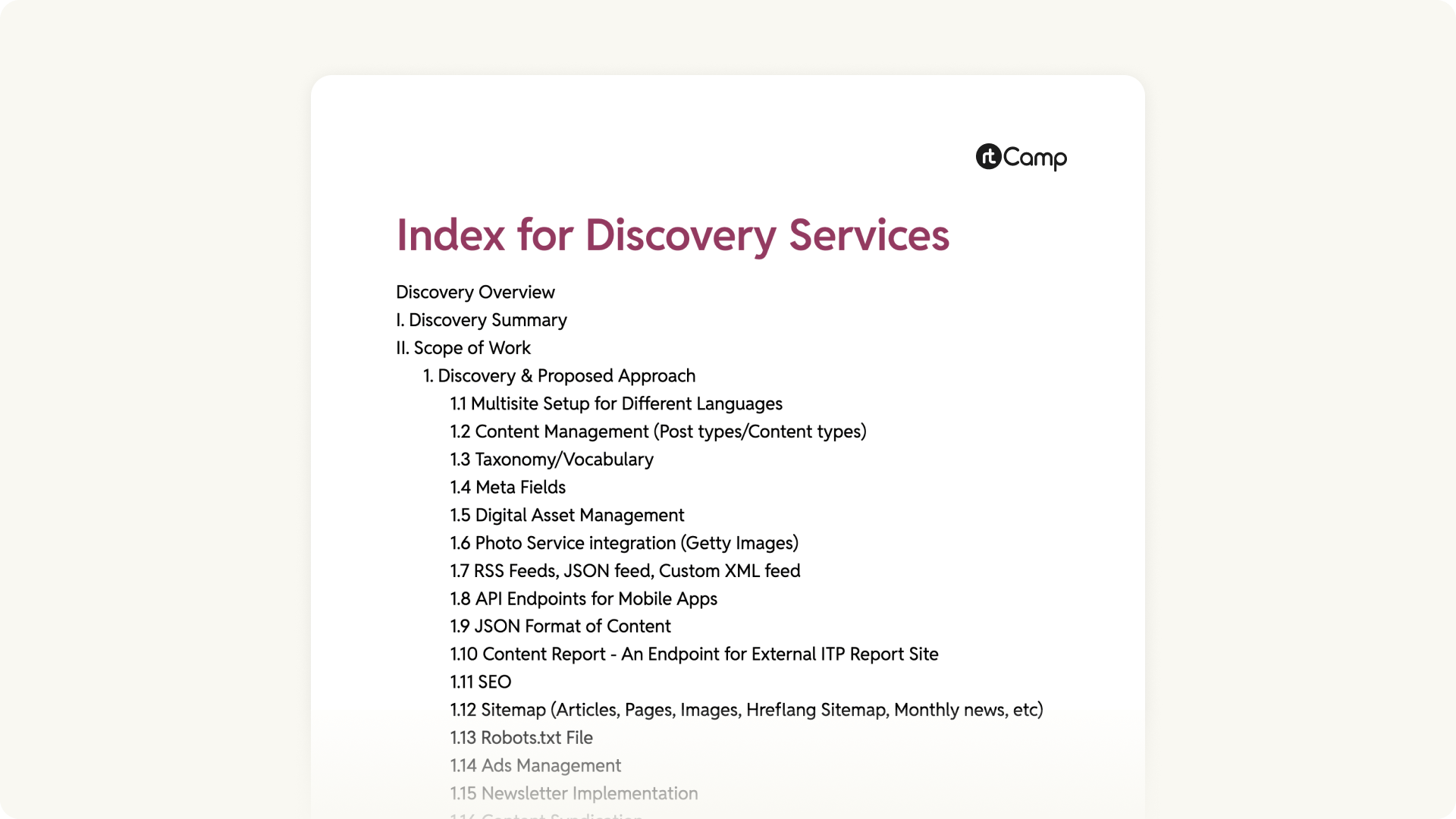 Discovery report - index