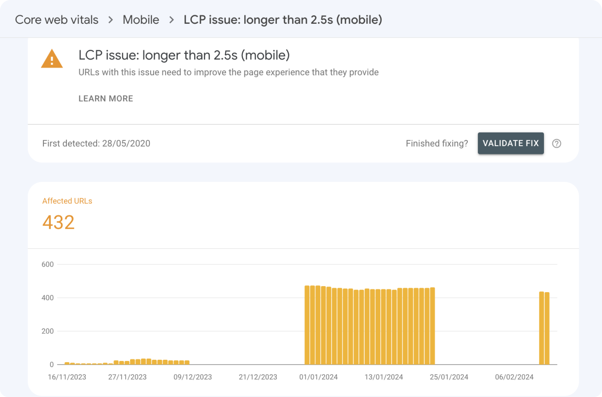 LCP score before - Scripbox