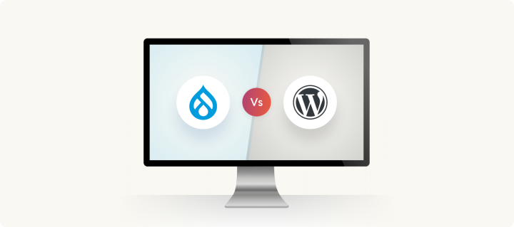 Drupal vs WordPress comparison header showing both CMS platform logos for enterprise evaluation