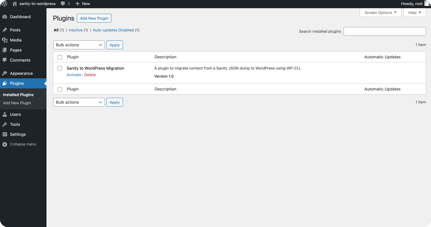 Sanity to WordPress plugin