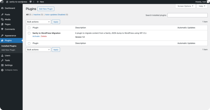 Sanity to WordPress plugin