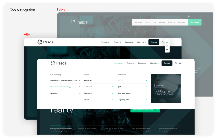 Top navigation for Pascal