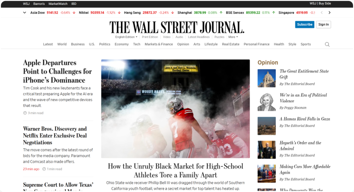 The Wall Street Journal website on WordPress