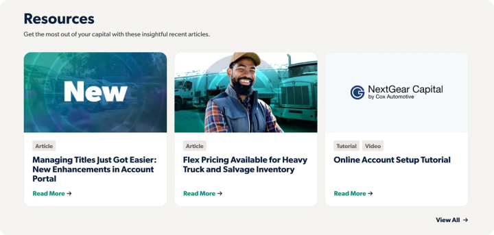 NextGear Capital Site Resources Section