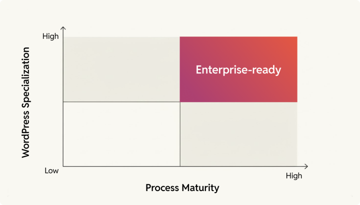 Matrix of Process maturity and WordPress specialization