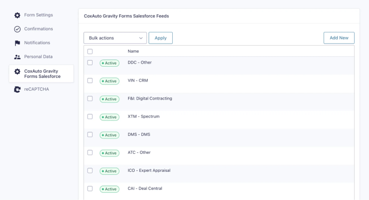 CoxAuto Gravity Forms Salesforce Feeds
