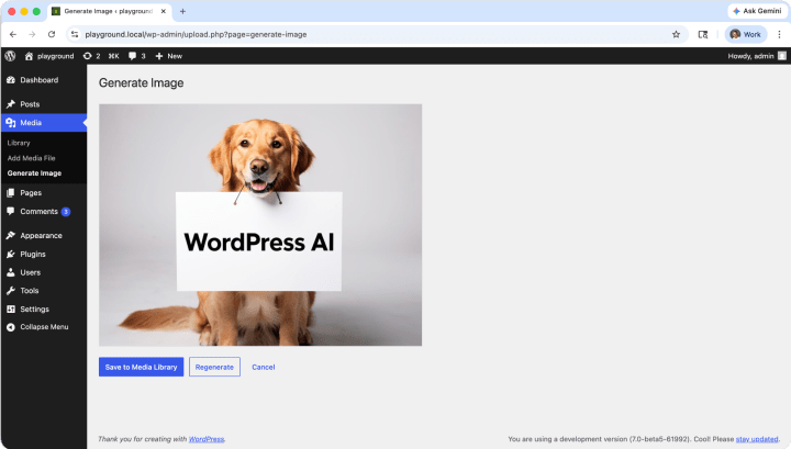 WordPress AI Image Tool image generation.