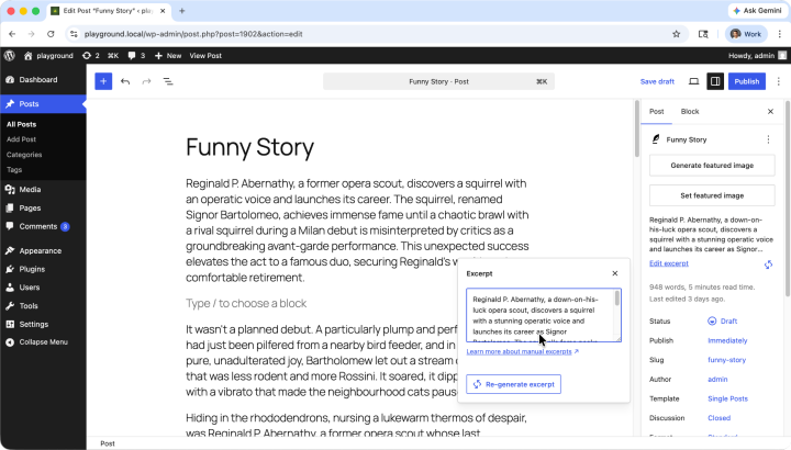 WordPress AI content generation