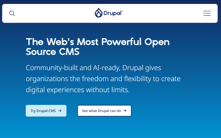 Drupal's home page.