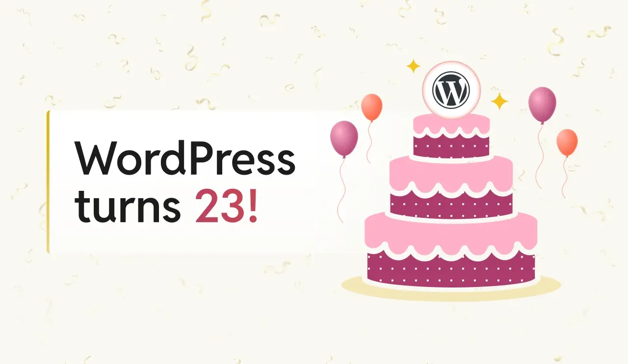 WordPress 23rd anniversary blog with cake illustration