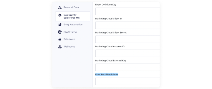 Gravity Forms to Salesforce Marketing Cloud integration for Cox Fleet