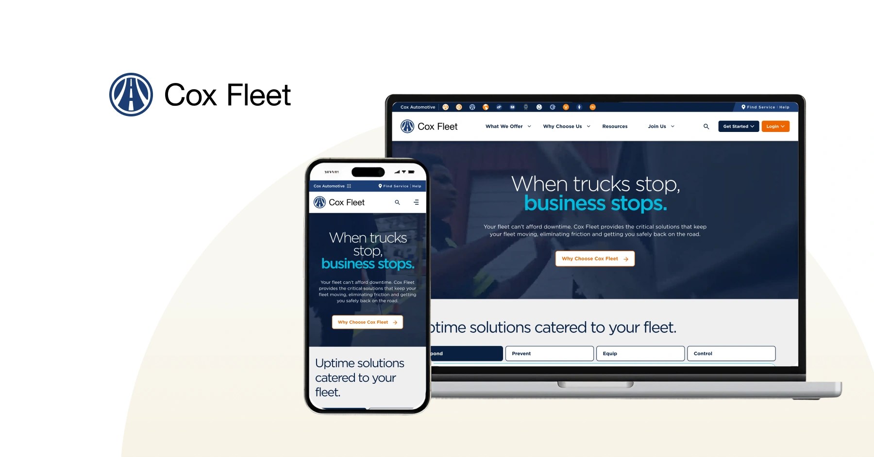 Cox Fleet desktop and mobile with brand consolidation