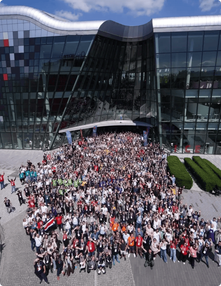 WordCamp Europe 2026 group photo in Krakow, Poland.