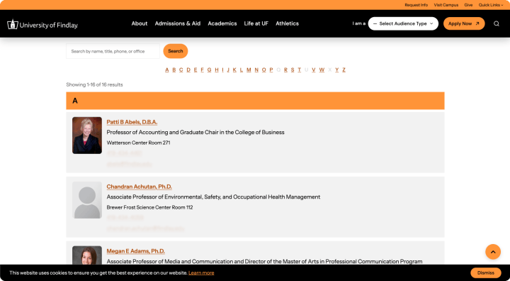 University of Findlay faculty listing