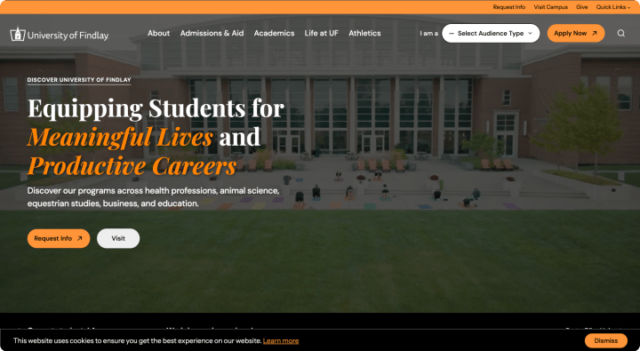 University of Findlay site after SharePoint to WordPress migration