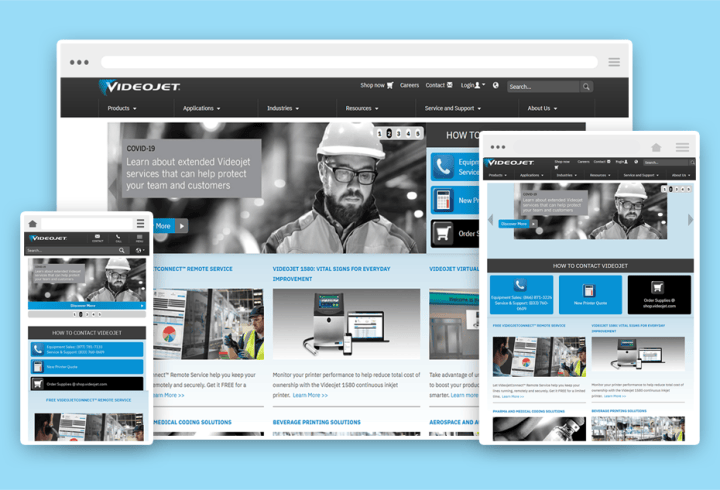 Videojet website after migration from Adobe CQ5 to WordPress VIP, done by rtCamp.