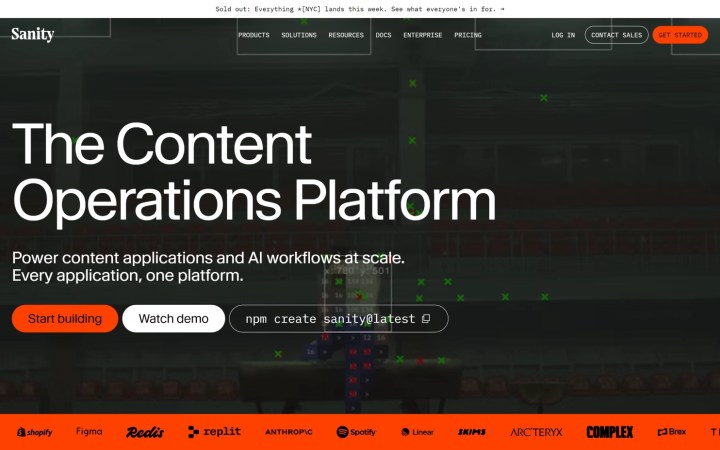 Sanity homepage